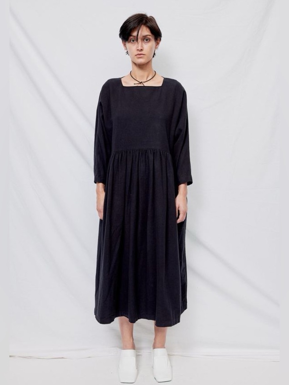 Black Crane cotton flannel tradi dress in black size XS